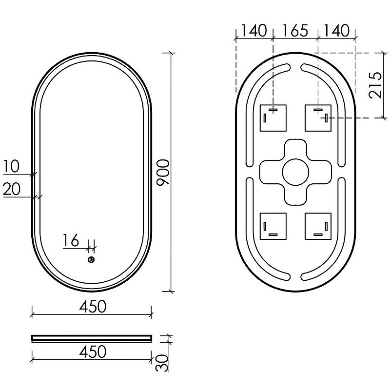 Зеркало Sancos Oval 45 OV45F с подсветкой