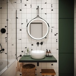 Зеркало Sancos Dames 65 DA650 с подсветкой Черное с сенсорным выключателем