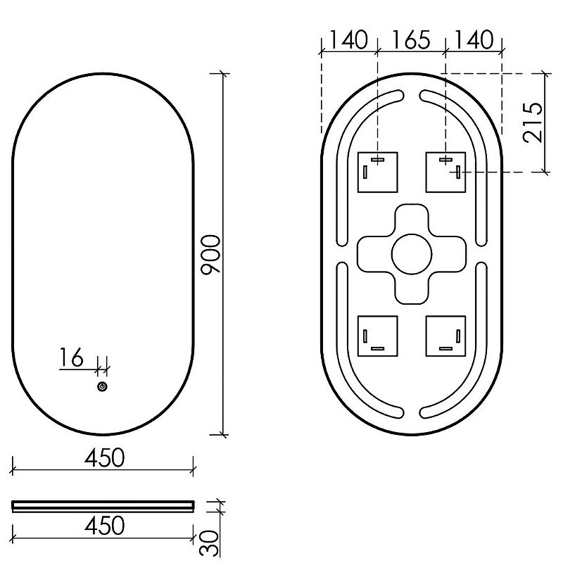 Зеркало Sancos Oval 45 OV45C с подсветкой с сенсорным выключателем и диммером