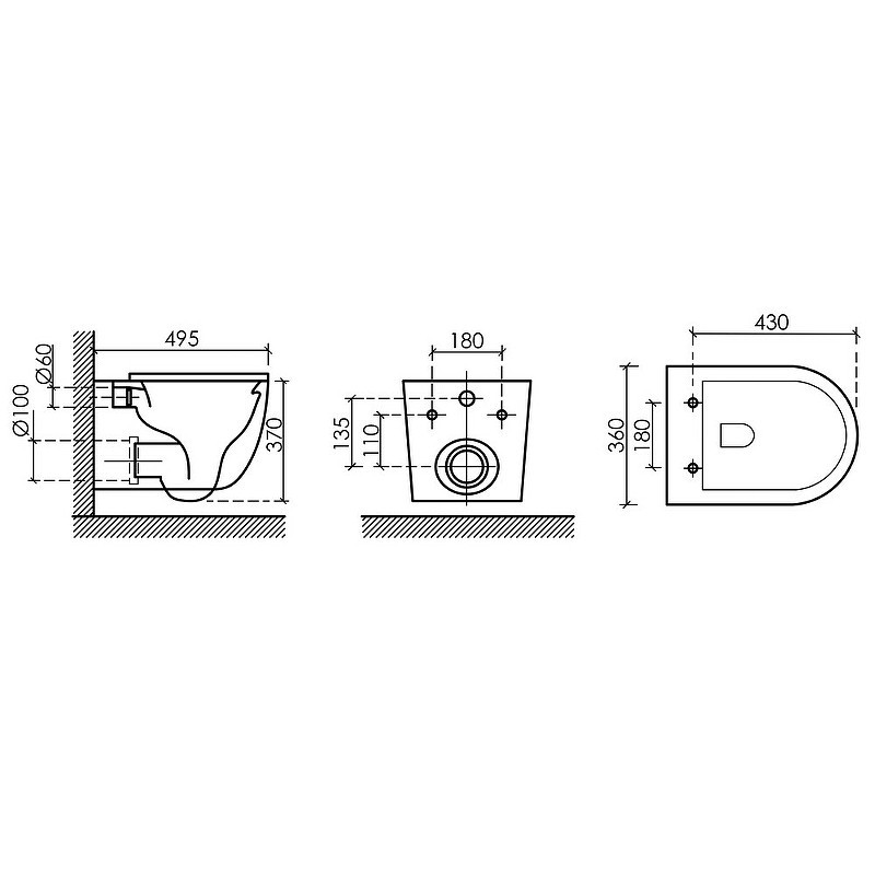 Унитаз Ceramicanova UP Rimless CN4007MB подвесной Черный матовый с сиденьем Микролифт