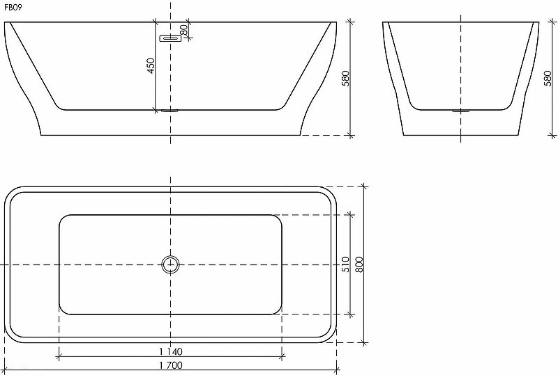 Акриловая ванна Sancos Neo 170x80 FB09 без гидромассажа