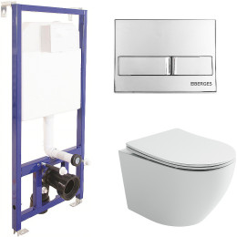 Комплект унитаза Ceramicanova Uno Rimless CN11001 с инсталляцией Berges Novum L3 040213 с сиденьем Микролифт и клавишей смыва Хром