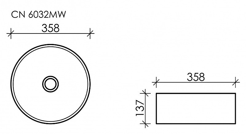 Раковина-чаша Ceramicanova Element 36 CN6032MW Белая матовая