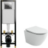 Комплект унитаза Ceramicanova Uno Rimless CN11001 с инсталляцией Cersanit Black 35 S-IN-BLACK-Cg-w с сиденьем Микролифт и клавишей смыва Хром