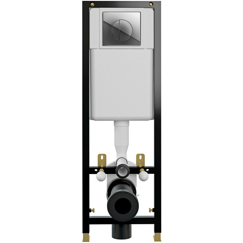 Комплект унитаза Ceramicanova Uno Rimless CN11001 с инсталляцией Cersanit Black 35 S-IN-BLACK-Cg-w с сиденьем Микролифт и клавишей смыва Хром