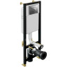 Комплект унитаза Ceramicanova Uno Rimless CN11001 с инсталляцией Cersanit Black 35 S-IN-BLACK-Cg-w с сиденьем Микролифт и клавишей смыва Хром