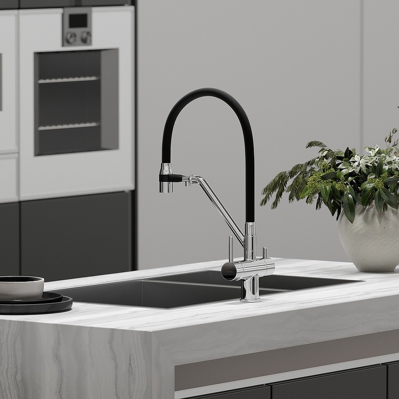 Смеситель для кухни Sancos Dora SC4003CH Хром Черный
