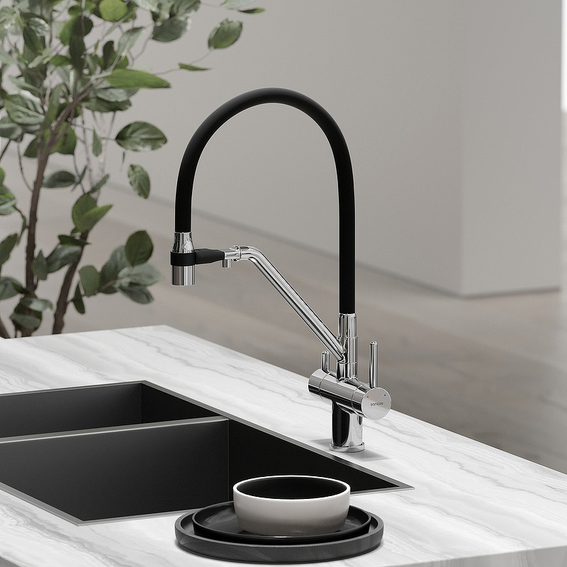 Смеситель для кухни Sancos Dora SC4003CH Хром Черный