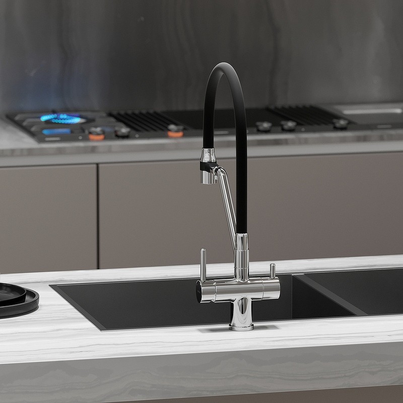 Смеситель для кухни Sancos Dora SC4003CH Хром Черный