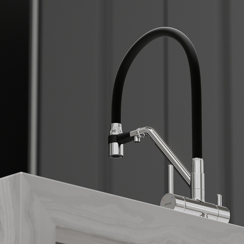 Смеситель для кухни Sancos Dora SC4003CH Хром Черный