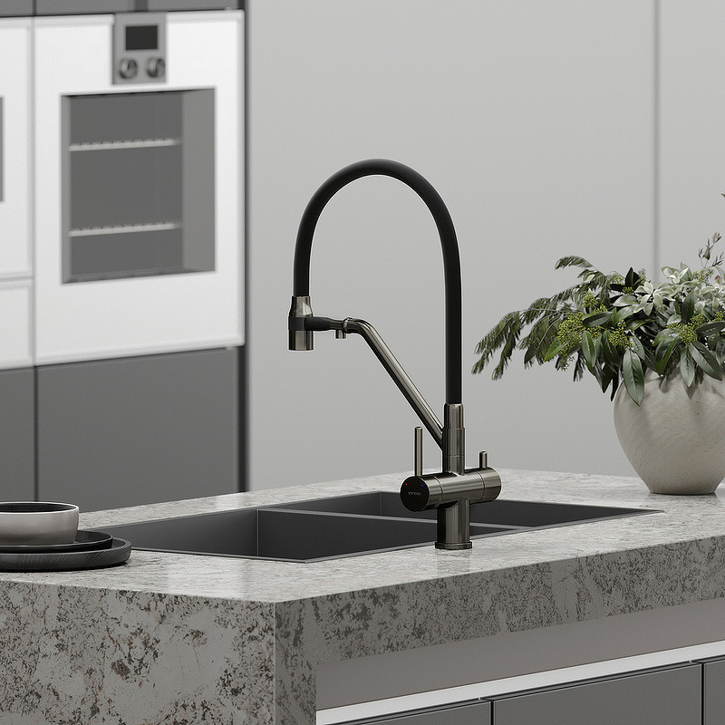 Смеситель для кухни Sancos Dora SC4003GG Вороненая сталь Черный