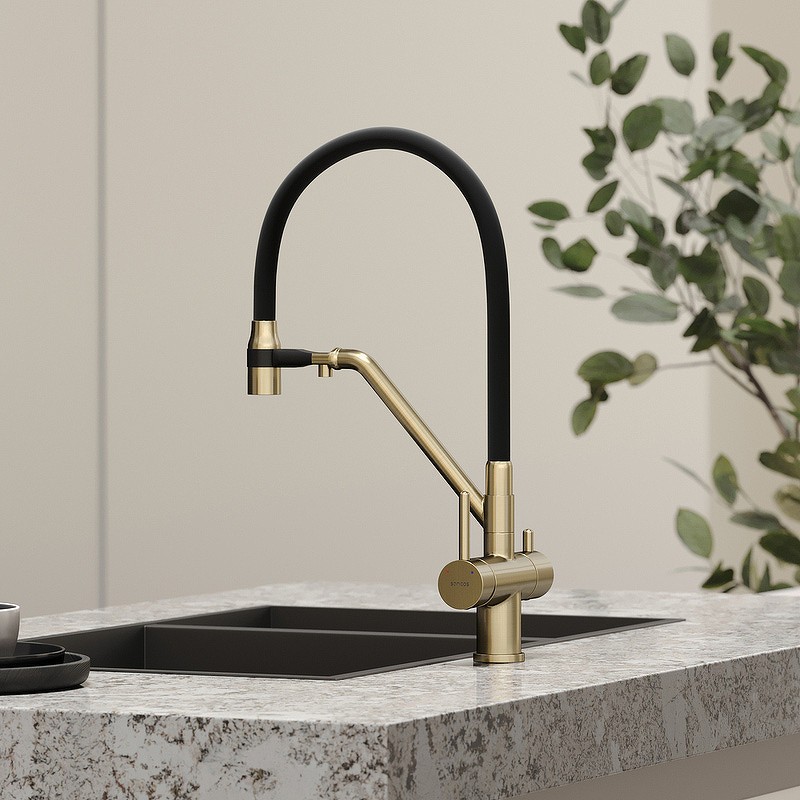 Смеситель для кухни Sancos Dora SC4003BG Золото брашированное Черный