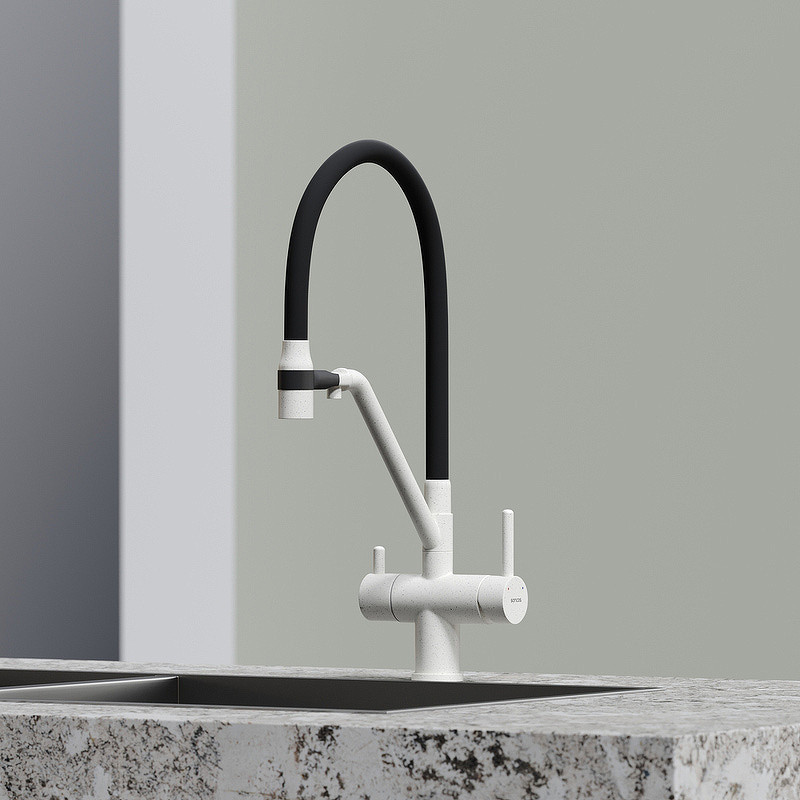 Смеситель для кухни Sancos Dora SC4003GR Белый гранит Черный