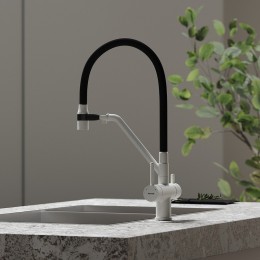 Смеситель для кухни Sancos Dora SC4003GR Белый гранит Черный