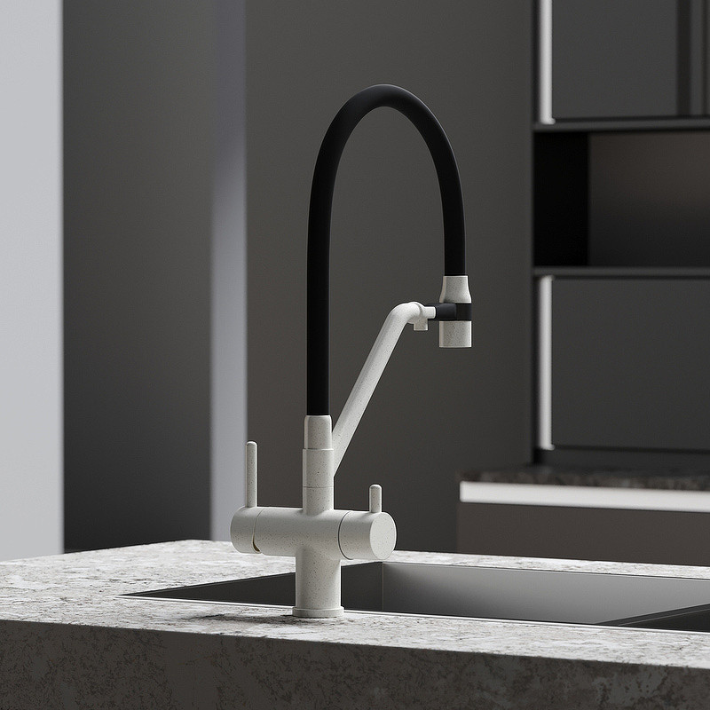 Смеситель для кухни Sancos Dora SC4003GR Белый гранит Черный