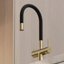 Смеситель для кухни Sancos Lucia SC4004BG Золото брашированное Черный