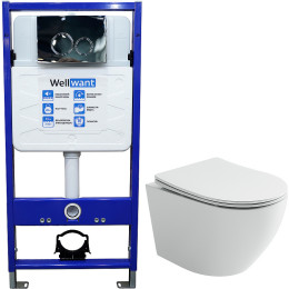 Комплект унитаза Ceramicanova Uno Rimless CN11001 с инсталляцией WellWant Standart 50 WWISI1110B