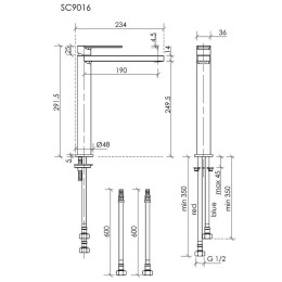 Смеситель для раковины Sancos Studio SC9016BG Золото брашированное