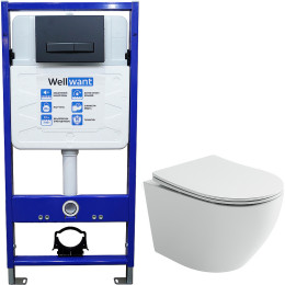 Комплект унитаза Ceramicanova Uno Rimless CN11001 с инсталляцией WellWant Standart 50 WWISI111BB
