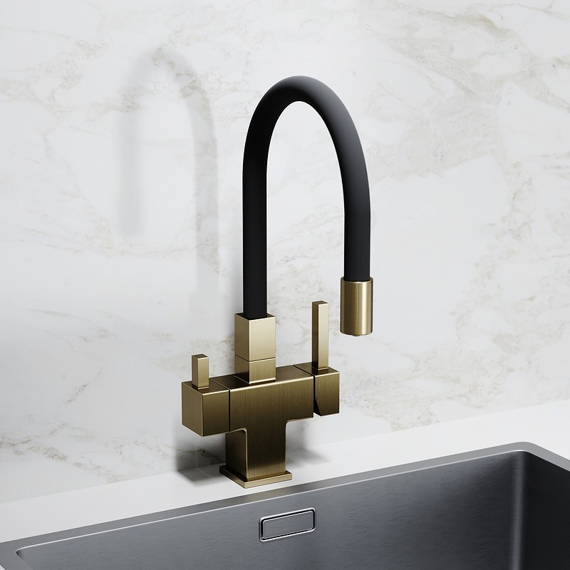 Смеситель для кухни Sancos Arno SC4005BG Золото брашированное Черный