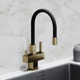 Смеситель для кухни Sancos Arno SC4005BG Золото брашированное Черный