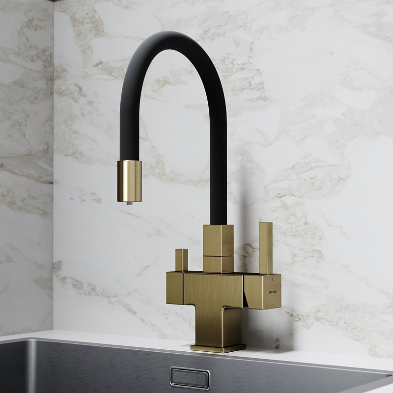 Смеситель для кухни Sancos Arno SC4005BG Золото брашированное Черный