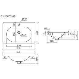 Раковина Ceramicanova Sabo 80 CN13002MB Черная матовая