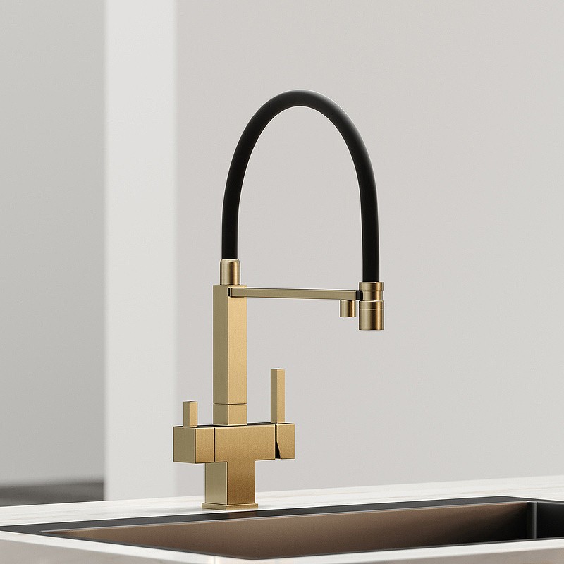 Смеситель для кухни Sancos Moro SC4006BG Золото брашированное Черный