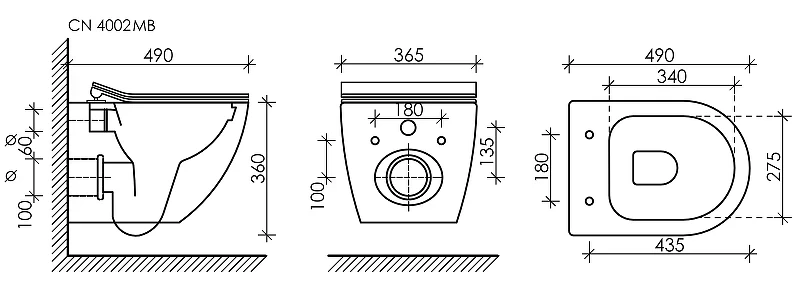 Комплект унитаза с инсталляцией Ceramicanova Metropol CN4002MB_1001CH_1000 с сиденьем Микролифт и клавишей смыва Хром