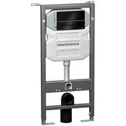 Комплект унитаза с инсталляцией Ceramicanova Metropol CN4002MB_1002B_1000 с сиденьем Микролифт и Черной матовой клавишей смыва