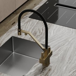 Смеситель для кухни Sancos Loro SC4007BG Золото брашированное Черный