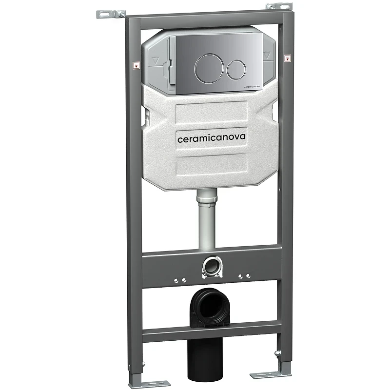 Комплект унитаза с инсталляцией Ceramicanova Metropol CN4002MB_1001M_1000 с сиденьем Микролифт и клавишей смыва Хром матовый