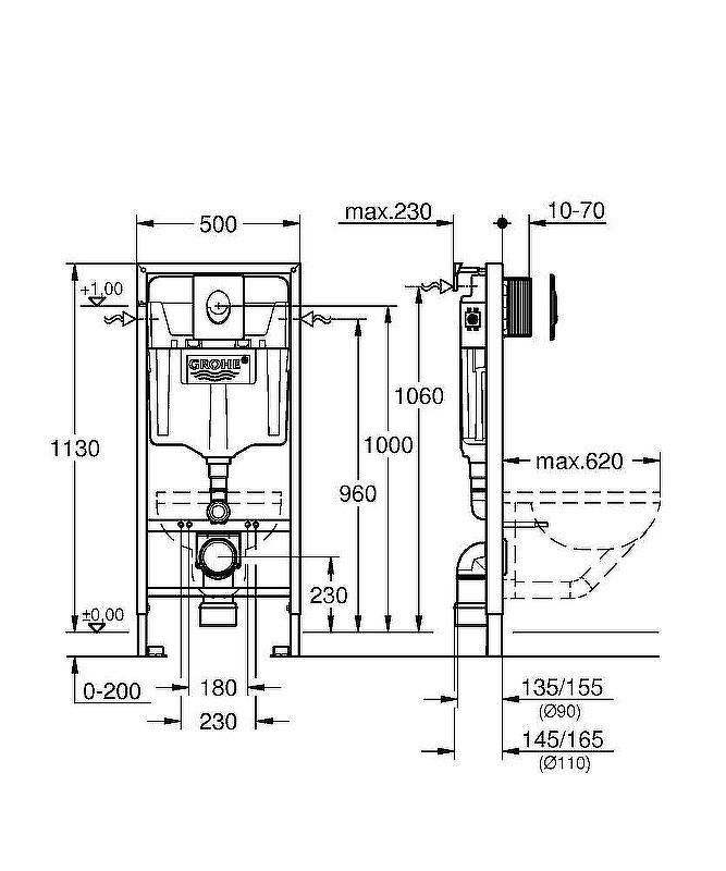 Комплект унитаза Ceramicanova Play CN3001 с инсталляцией Grohe Rapid SL 38721001