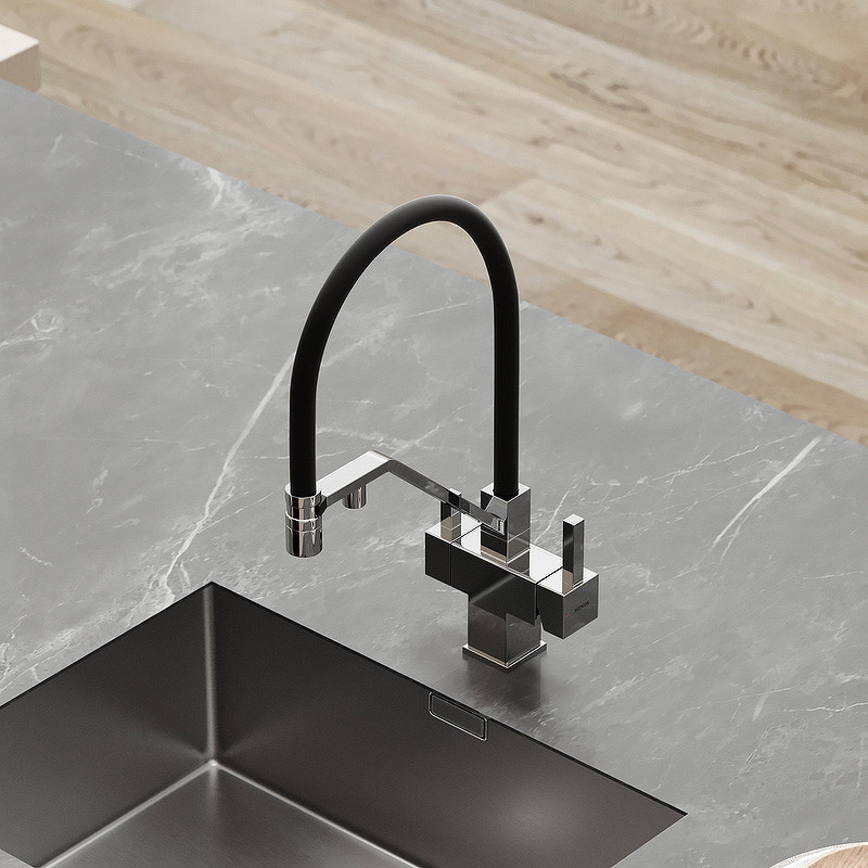 Смеситель для кухни Sancos Loro SC4007CH Хром Черный