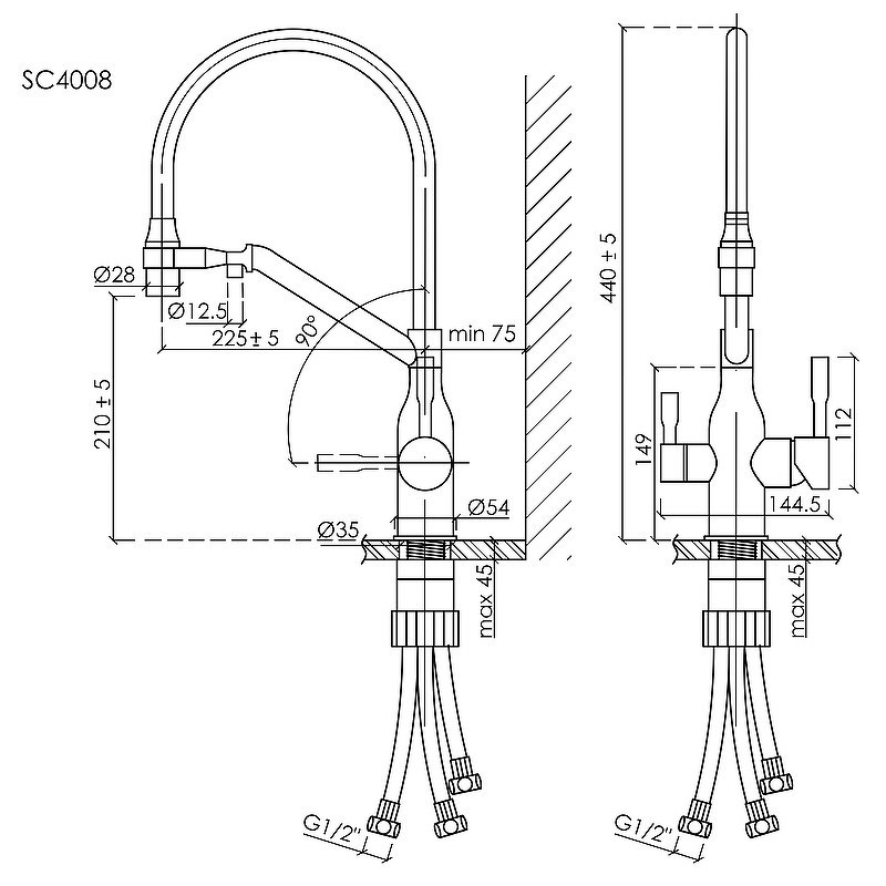 Смеситель для кухни Sancos Orta SC4008CH Хром Черный
