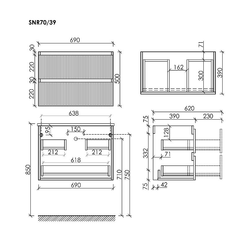 Тумба под раковину Sancos Snob R 70 SNR70/39W подвесная цвет Bianco