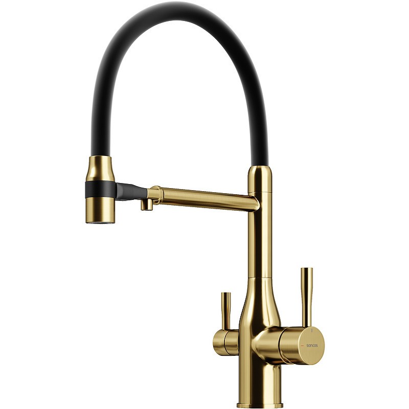 Смеситель для кухни Sancos Garda SC4009BG Золото брашированное Черный