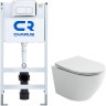 Комплект унитаза Ceramicanova Uno Rimless CN11001 с инсталляцией Charus City CR.200.21.01 с сиденьем Микролифт и клавишей смыва Хром глянцевый
