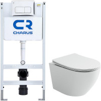 Комплект унитаза Ceramicanova Uno Rimless CN11001 с инсталляцией Charus City CR.200.21.01 с сиденьем Микролифт и клавишей смыва Хром глянцевый