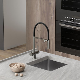 Смеситель для кухни Sancos Imola SC4010BNbh с черным изливом цвет Никель брашированный