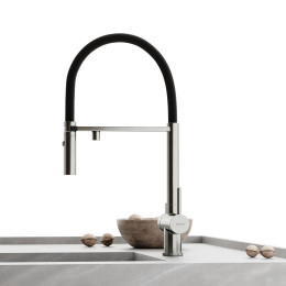 Смеситель для кухни Sancos Imola SC4010BNbh с черным изливом цвет Никель брашированный