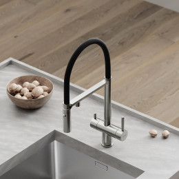 Смеситель для кухни Sancos Imola SC4010BNbh с черным изливом цвет Никель брашированный