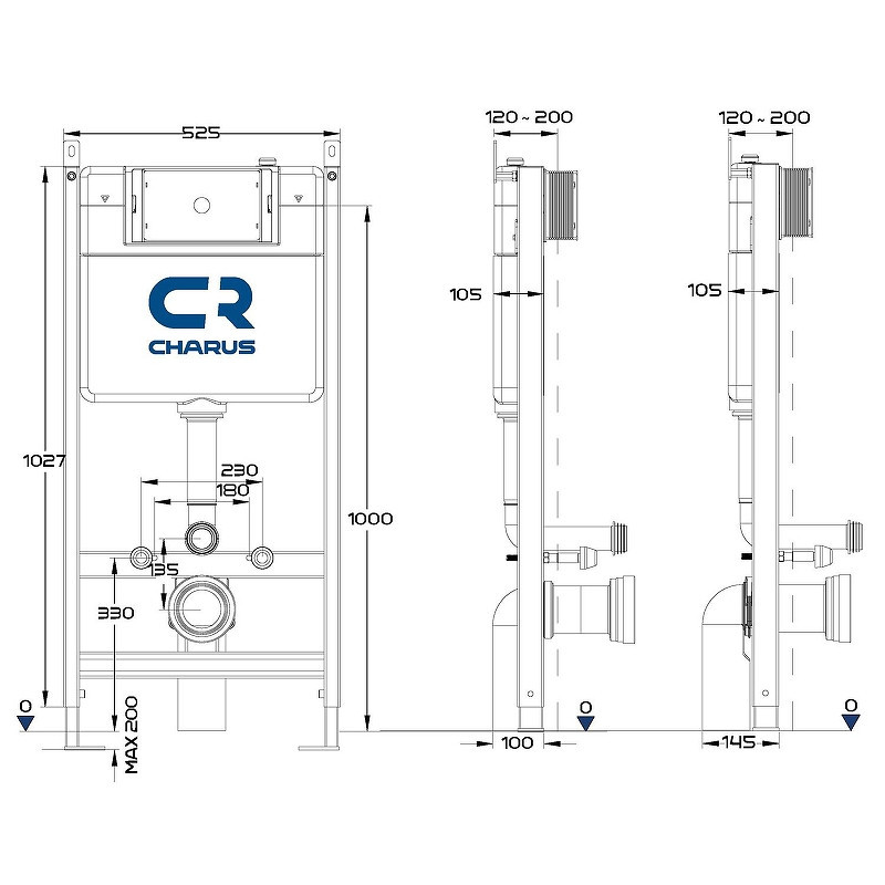 Комплект унитаза Ceramicanova Play CN3001 с инсталляцией Charus City CR.200.21.01 с сиденьем Микролифт и клавишей смыва Хром глянцевый