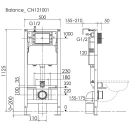 Инсталляция Ceramicanova Balance CN121001 для унитаза без клавиши смыва
