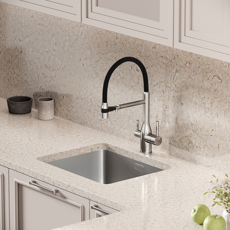 Смеситель для кухни Sancos Garda SC4009BN Никель брашированный Черный