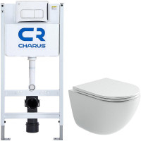 Комплект унитаза Ceramicanova Vogue CN4008T с инсталляцией Charus City CR.200.21.01 с сиденьем Микролифт и клавишей смыва Хром глянцевый