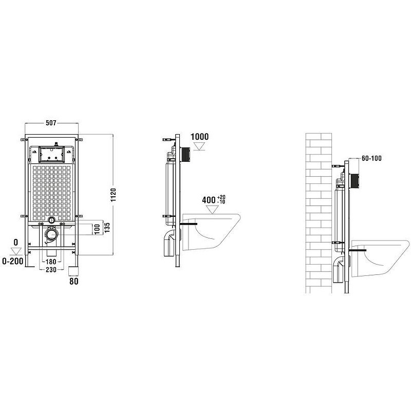 Комплект унитаза Ceramicanova Union CN4009T с сиденьем Микролифт и инсталляцией WeltWasser WW Marberg 507 10000005949+10000005952 с клавишей смыва Хром глянцевый