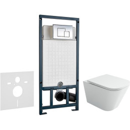 Комплект унитаза Ceramicanova Union CN4009T с сиденьем Микролифт и инсталляцией WeltWasser WW Marberg 507 10000005949+10000005953 с клавишей смыва Хром глянцевый