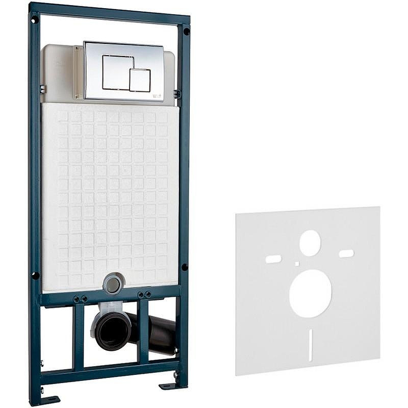 Комплект унитаза Ceramicanova Union CN4009T с сиденьем Микролифт и инсталляцией WeltWasser WW Marberg 507 10000005949+10000005953 с клавишей смыва Хром глянцевый