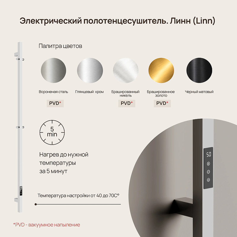 Электрический полотенцесушитель Sancos Linn 150x3 SC13002CH цвет Хром